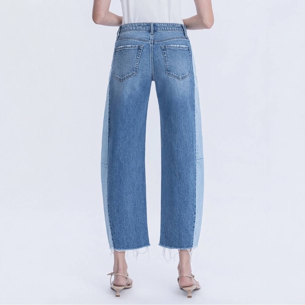 Flying Monkey High Rise Two Tone Barrel Leg Jeans - Picture 8 of 9